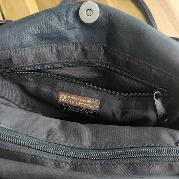 Great American Leather Works Women's Purse Shoulder Bag 100% Black Leather. - Picture 7 of 7